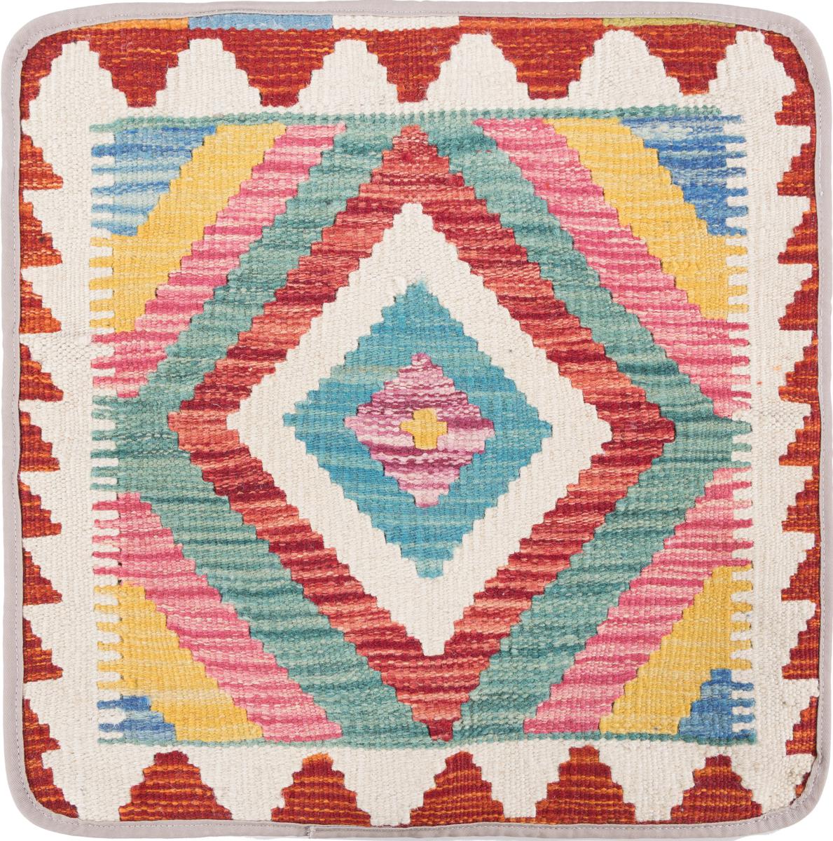 Afghan rug Kilim Afghan Cushion Cover 45x45 45x45, Persian Rug Knotted by hand