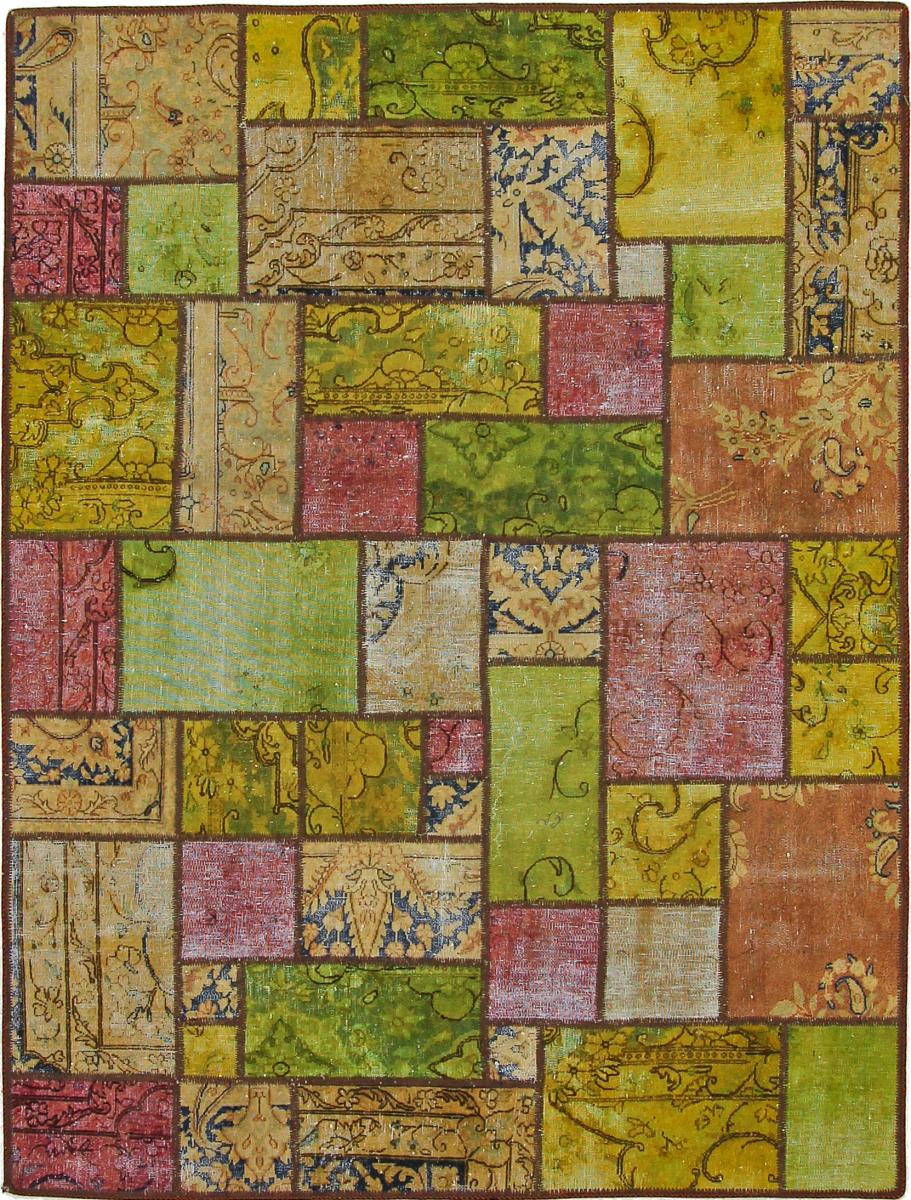 Tapete persa Patchwork 6'8"x4'11" 6'8"x4'11", Tapete persa Atado à mão