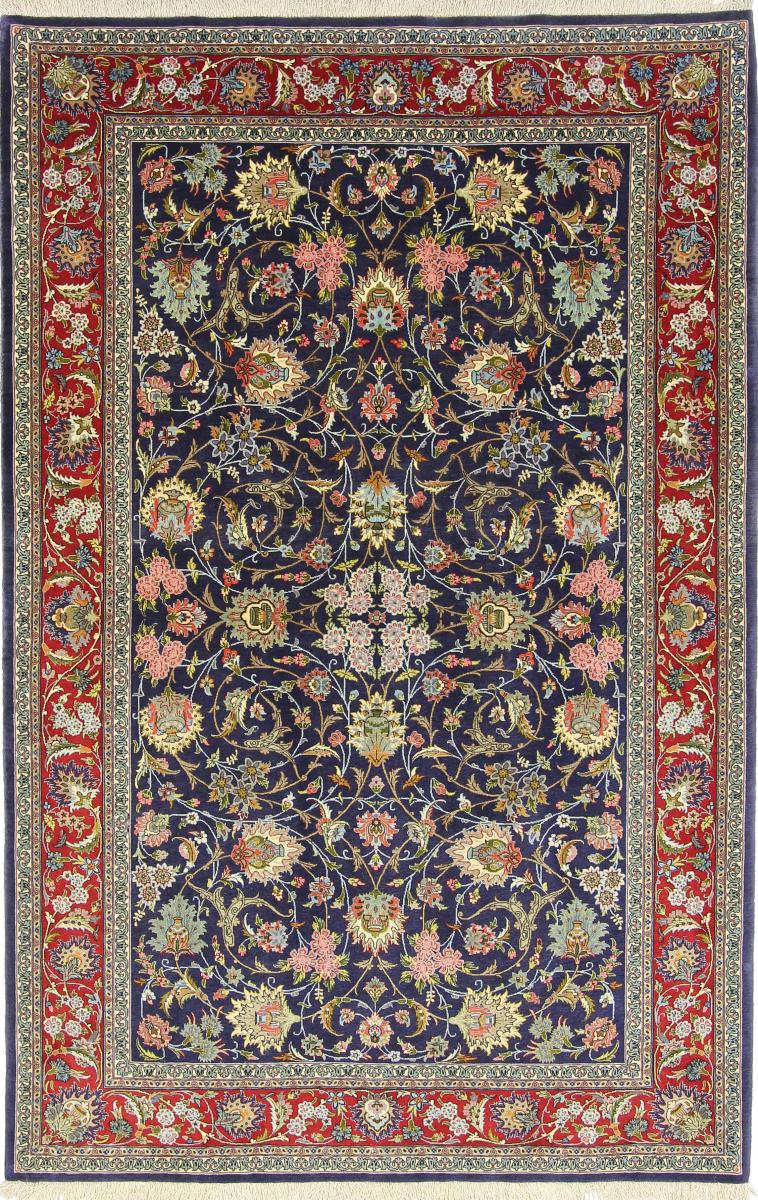 Tapete persa Isfahan Fio de Seda 219x141 219x141, Tapete persa Atado à mão