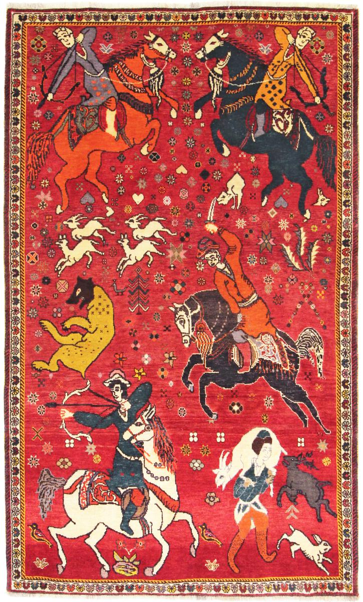 Tapete persa Ghashghai 204x126 204x126, Tapete persa Atado à mão