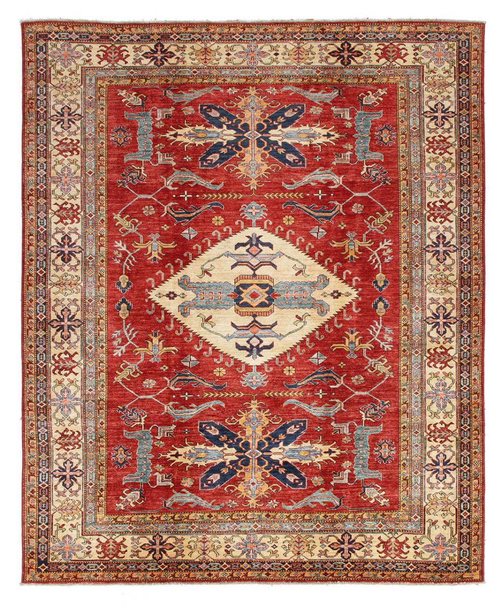 Pakistani rug Kazak 9'9"x8'0" 9'9"x8'0", Persian rug Hand-knotted