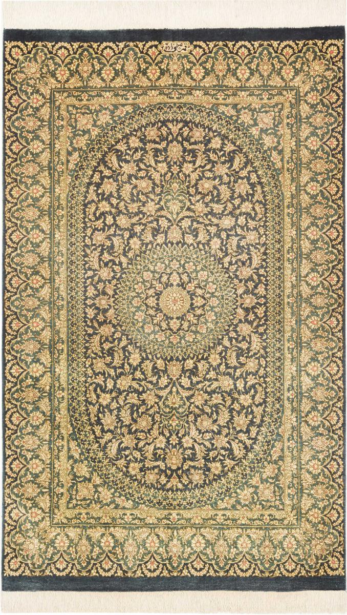 Tapete persa Ghom Seda 3'11"x2'6" 3'11"x2'6", Tapete persa Atado à mão