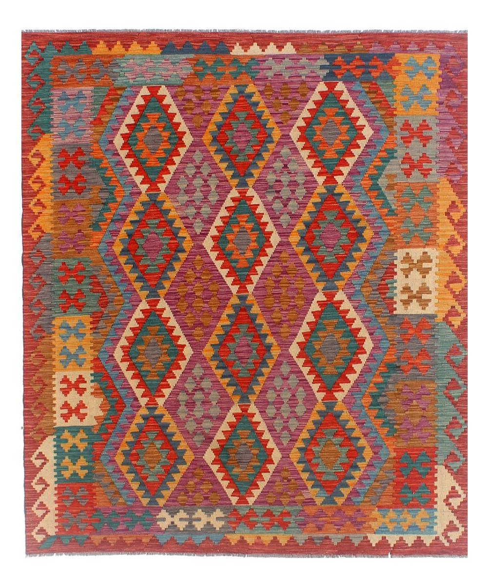 Afghan rug Kilim Afghan 7'9"x5'7" 7'9"x5'7", Persian Rug Woven by hand
