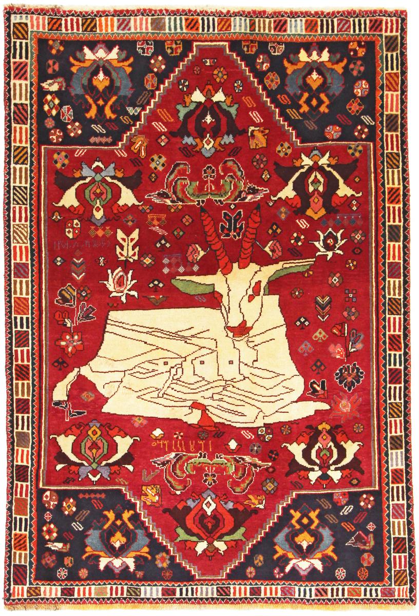 Tapete persa Ghashghai 188x126 188x126, Tapete persa Atado à mão