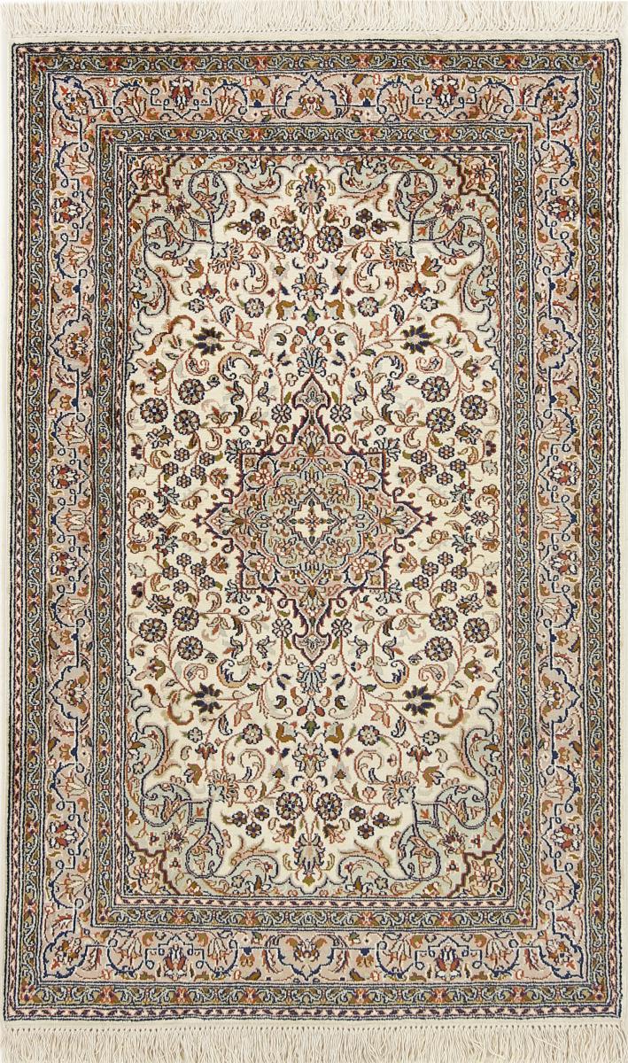 Tapis indien Cachemire Soie 4'1"x2'7" 4'1"x2'7", Tapis persan Noué à la main