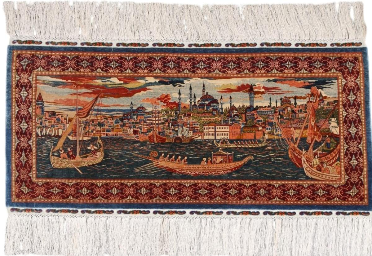  Hereke Zijde 89x43 89x43, Perzisch tapijt Handgeknoopte
