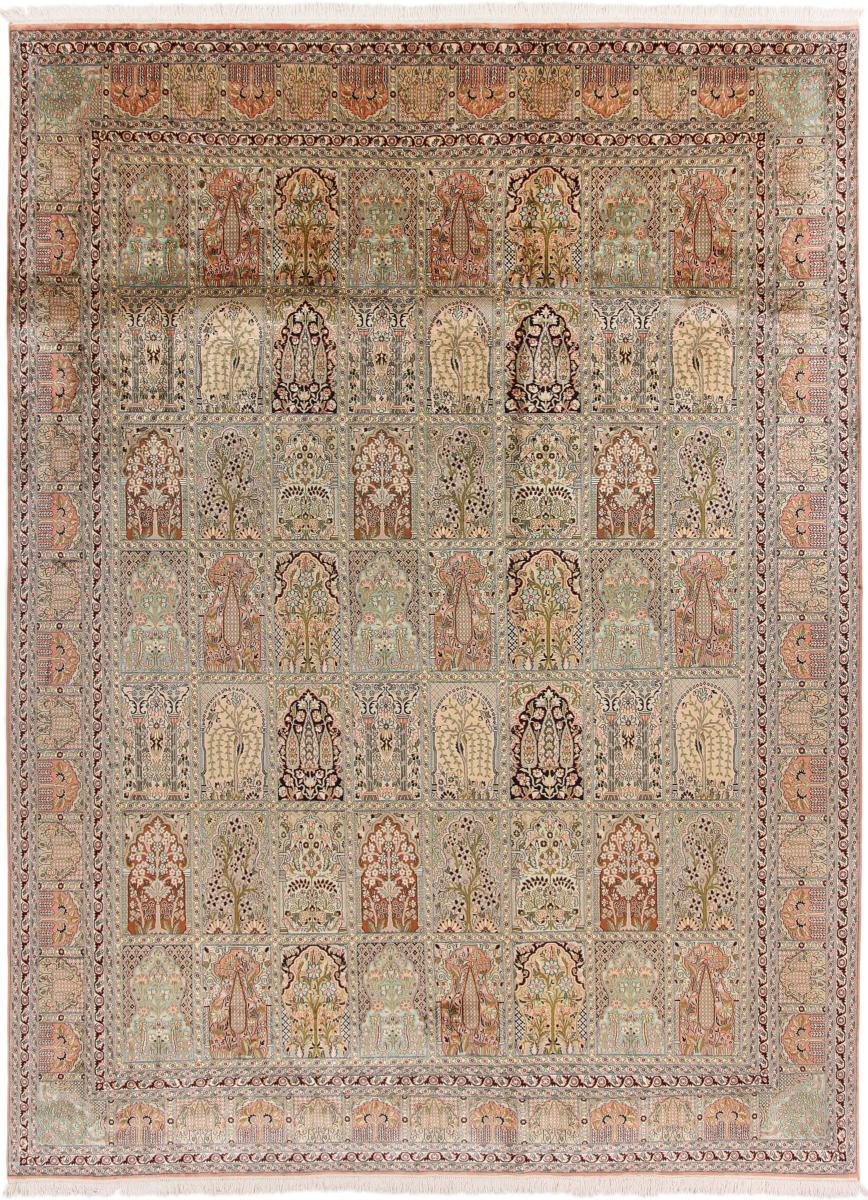 Tapis indien Cachemire Soie 371x274 371x274, Tapis persan Noué à la main