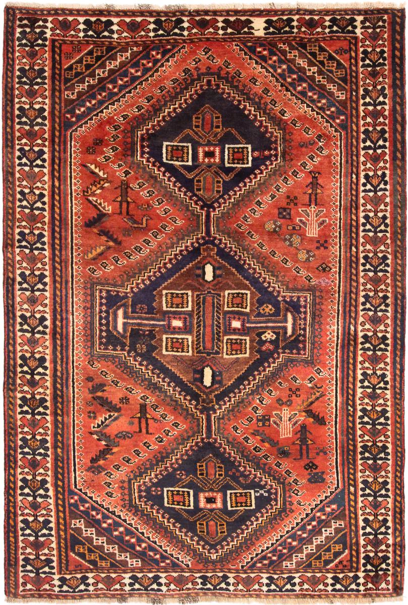 Tapete persa Shiraz 8'2"x4'10" 8'2"x4'10", Tapete persa Atado à mão