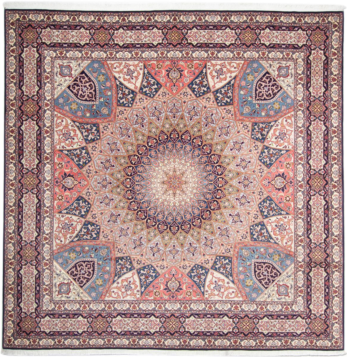 Tapete persa Tabriz 50Raj 256x254 256x254, Tapete persa Atado à mão