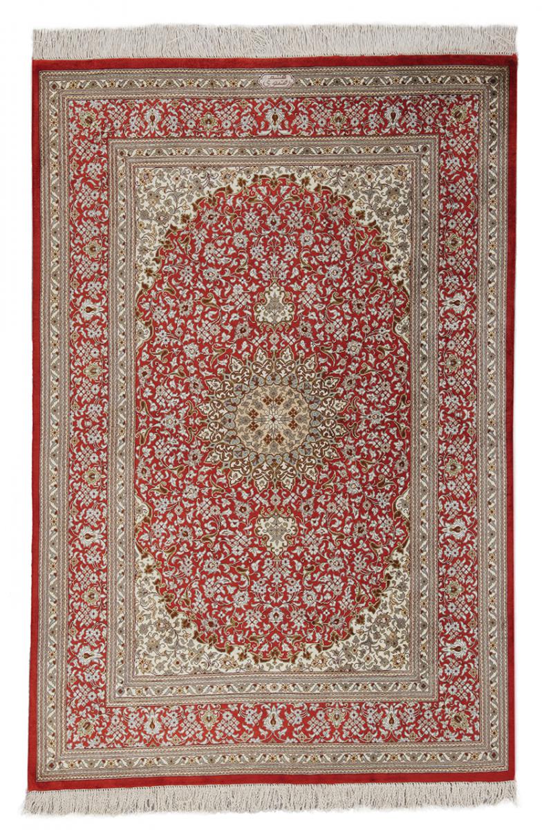 Perzsa szőnyeg Ghom Selyem 4'9"x3'3" 4'9"x3'3", Perzsa szőnyeg Kézzel csomózva