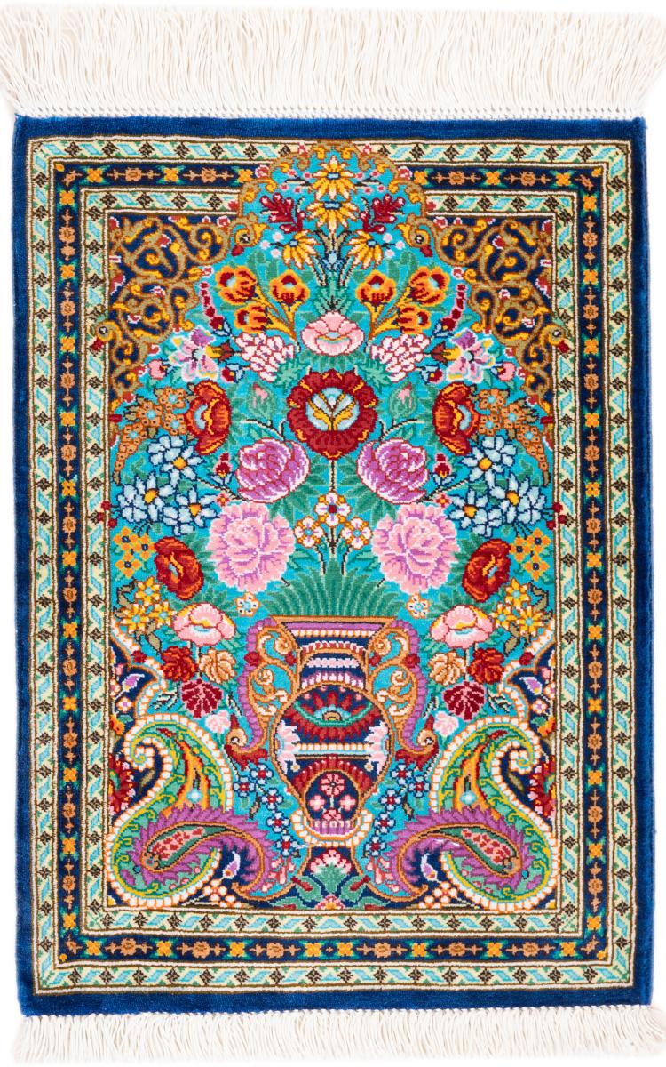 Tapis persan Ghom Soie Signé 40x30 40x30, Tapis persan Noué à la main