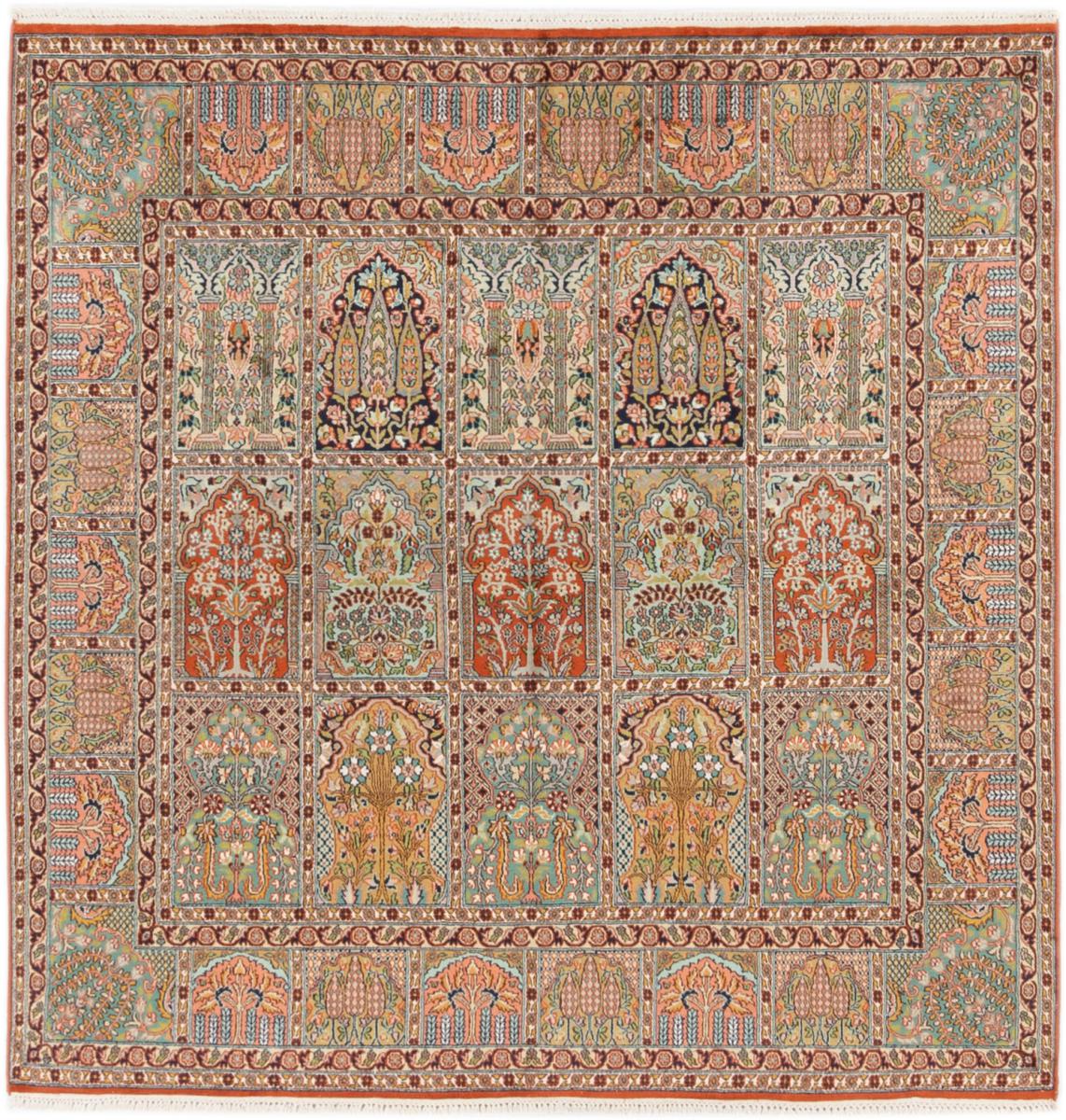 Tapete indiano Kashmir Seda 185x183 185x183, Tapete persa Atado à mão