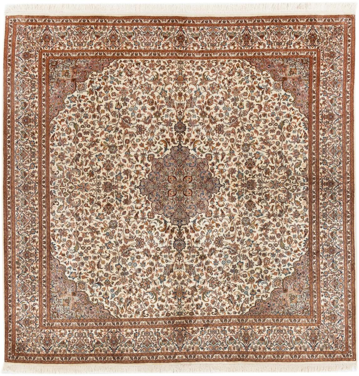 Tapis indien Cachemire Soie 215x209 215x209, Tapis persan Noué à la main