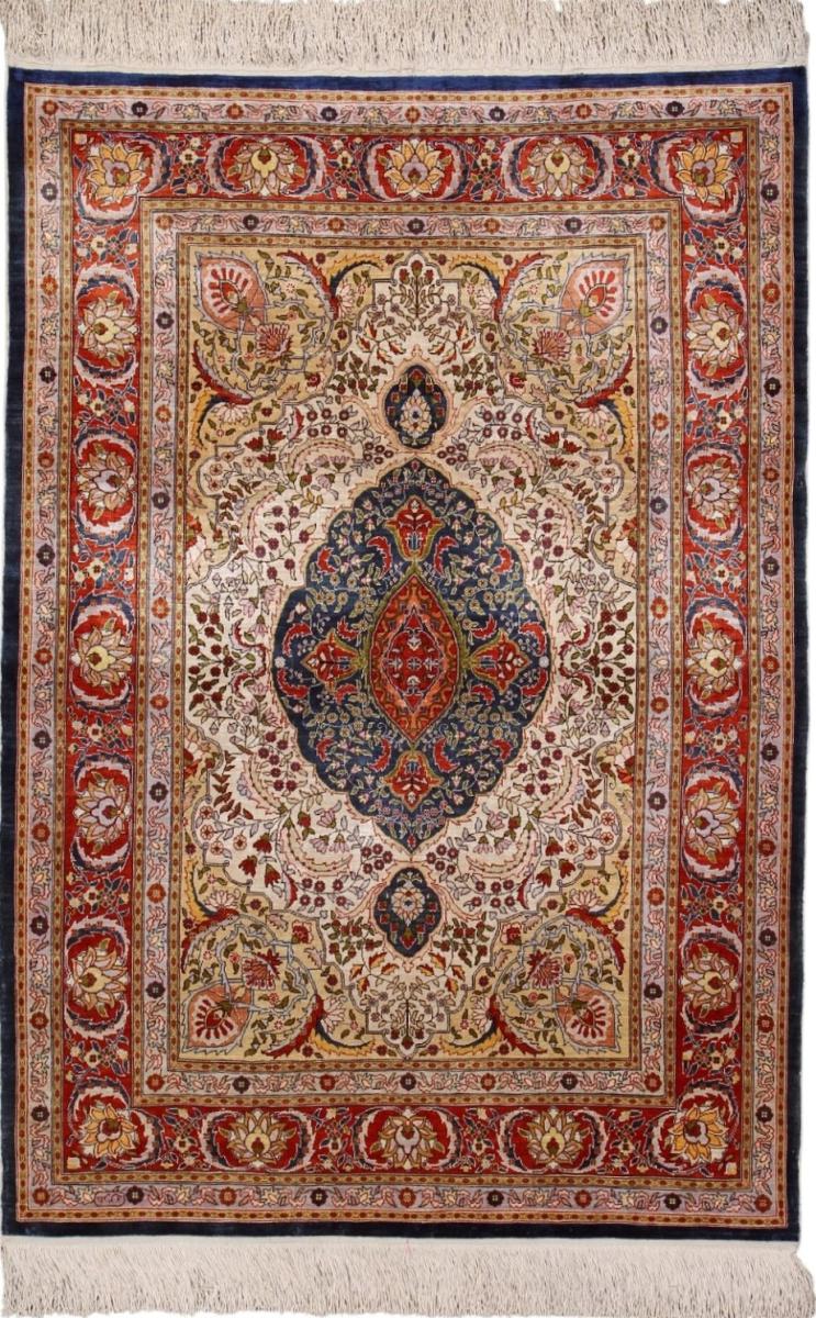  Hereke Seide 132x93 132x93, Perserteppich Handgeknüpft