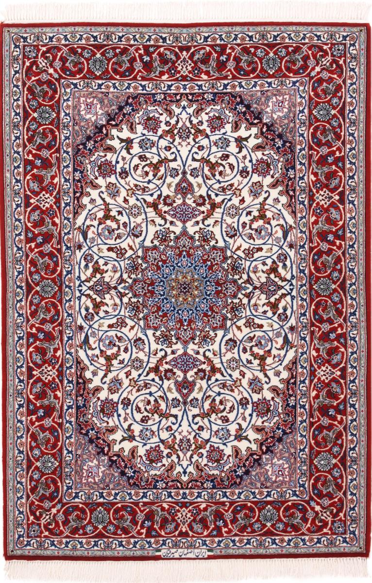 Tapete persa Isfahan Fio de Seda 5'6"x3'9" 5'6"x3'9", Tapete persa Atado à mão