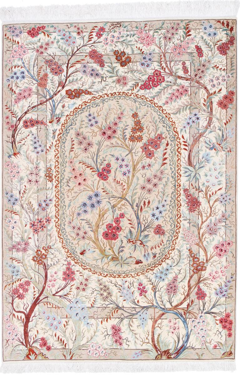 Persisk tæppe Ghom Silke 147x103 147x103, Persisk tæppe Knyttet i hånden