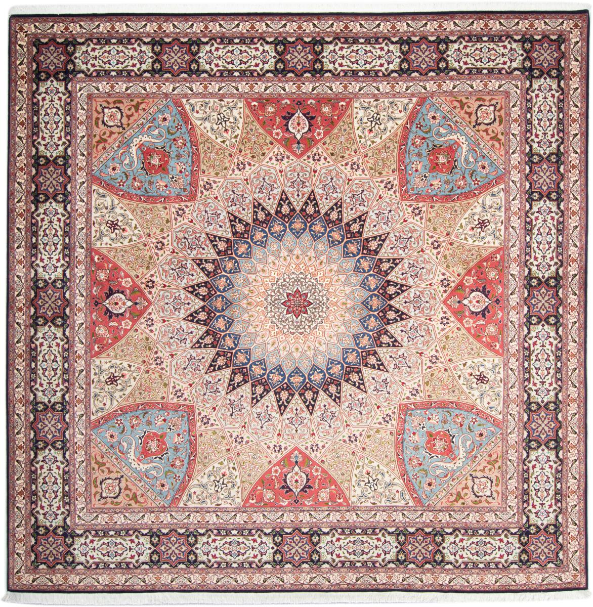 Tapete persa Tabriz 50Raj 255x251 255x251, Tapete persa Atado à mão