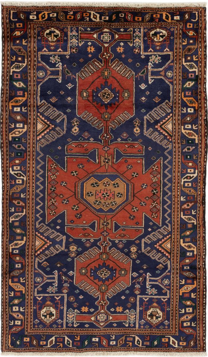 Tapis persan Khamseh 221x129 221x129, Tapis persan Noué à la main