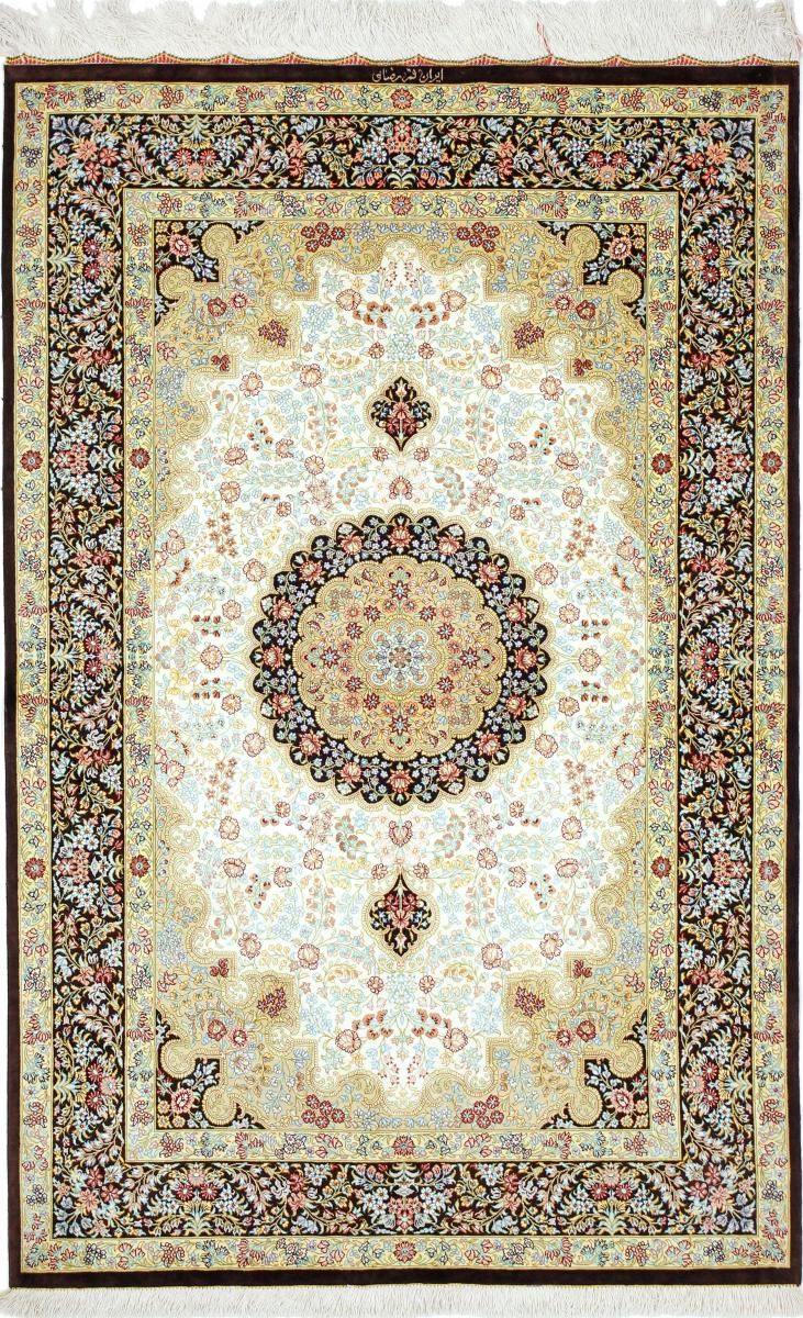 Persialainen matto Ghom Silkki 150x101 150x101, Persialainen matto Solmittu käsin