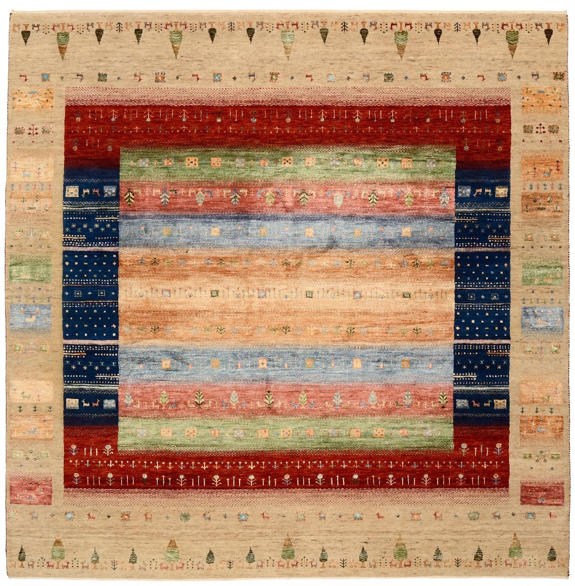 Indiai szőnyeg Gabbeh Loribaft Design 205x201 205x201, Perzsa szőnyeg Kézzel csomózva