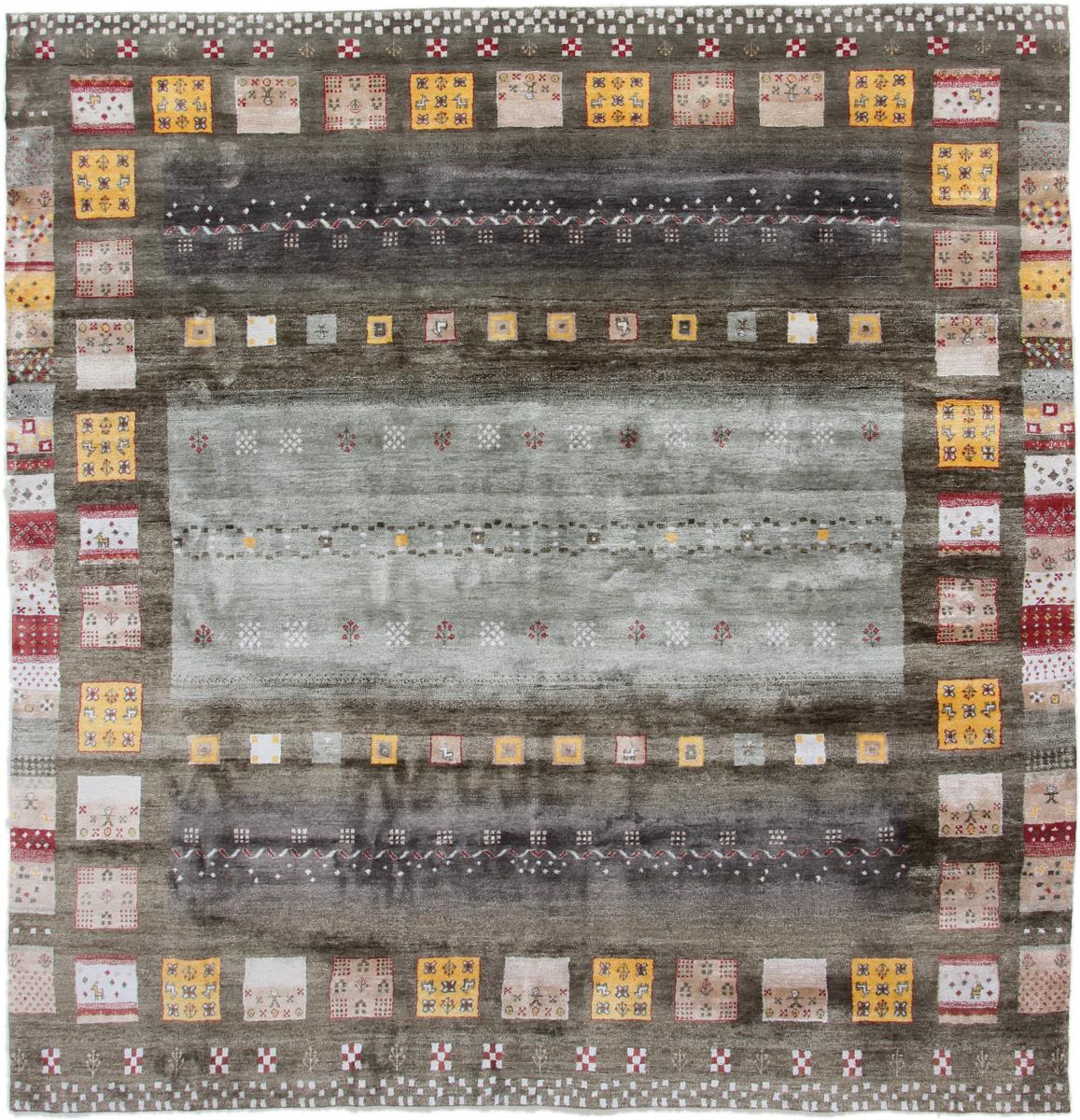 Tapis indien Gabbeh Loribaft 246x255 246x255, Tapis persan Noué à la main