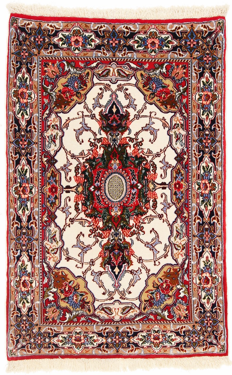 Perzsa szőnyeg Iszfahán Selyemfonal 130x68 130x68, Perzsa szőnyeg Kézzel csomózva