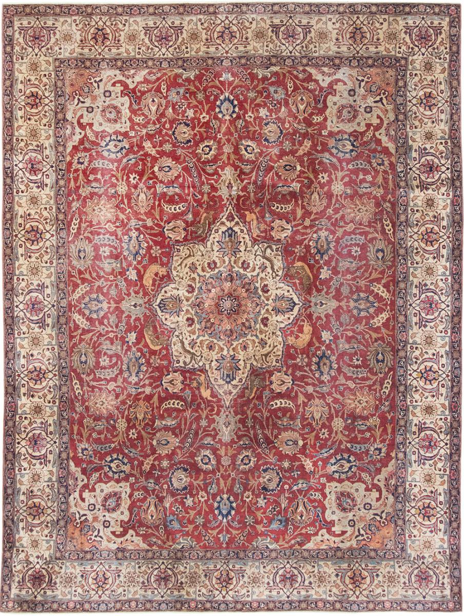 Persian Rug Tabriz Antique 12'7"x9'3" 12'7"x9'3", Persian Rug Knotted by hand