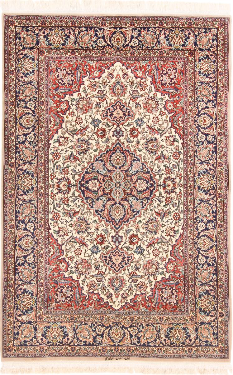 Tapete persa Isfahan Fio de Seda 210x139 210x139, Tapete persa Atado à mão