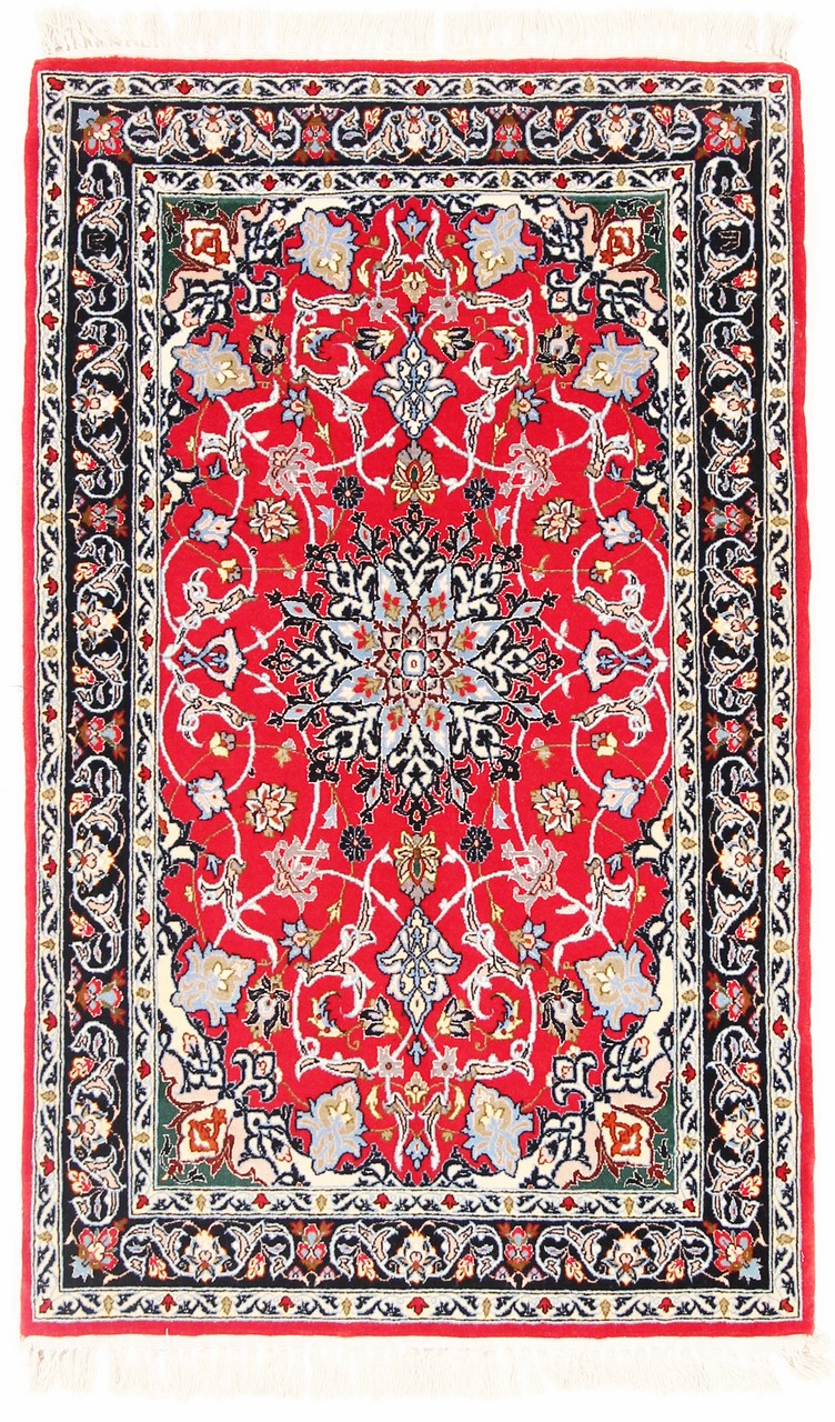 Περσικό χαλί Ισφαχάν Μεταξωτό στημόνι 113x70 113x70, Περσικό χαλί Οι κόμποι έγιναν με το χέρι