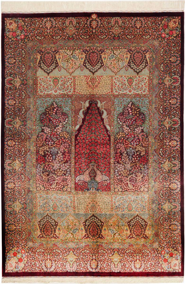 Persisk tæppe Ghom Silke 201x138 201x138, Persisk tæppe Knyttet i hånden