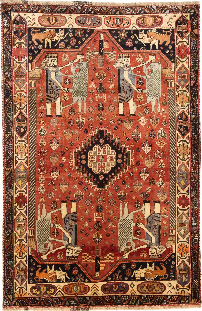 Tapete persa Ghashghai 269x181 269x181, Tapete persa Atado à mão