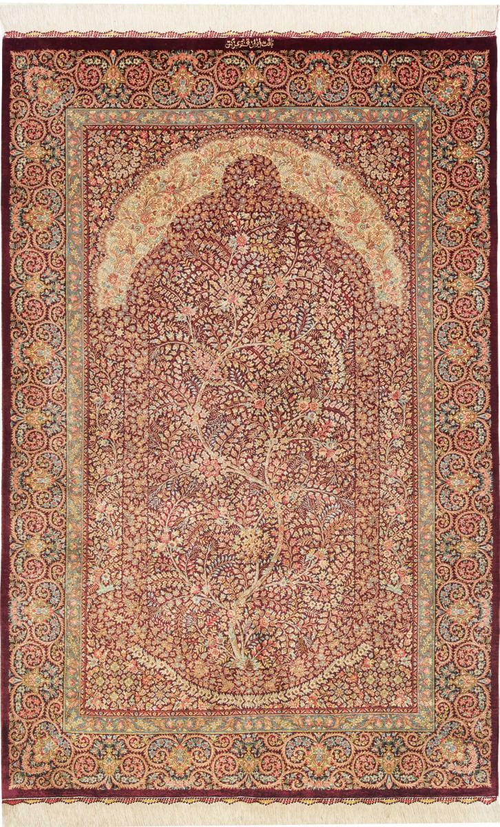 Persisk tæppe Ghom Silke 155x102 155x102, Persisk tæppe Knyttet i hånden