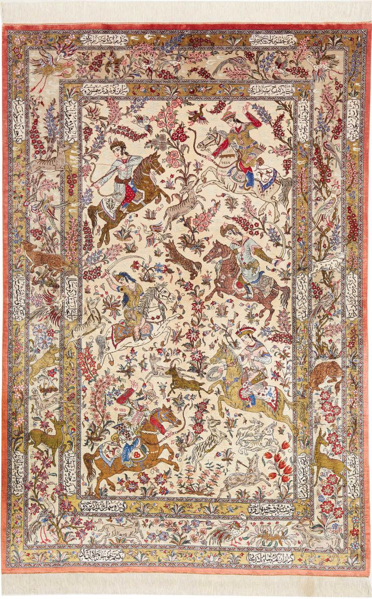 Persisk tæppe Ghom Silke 199x131 199x131, Persisk tæppe Knyttet i hånden