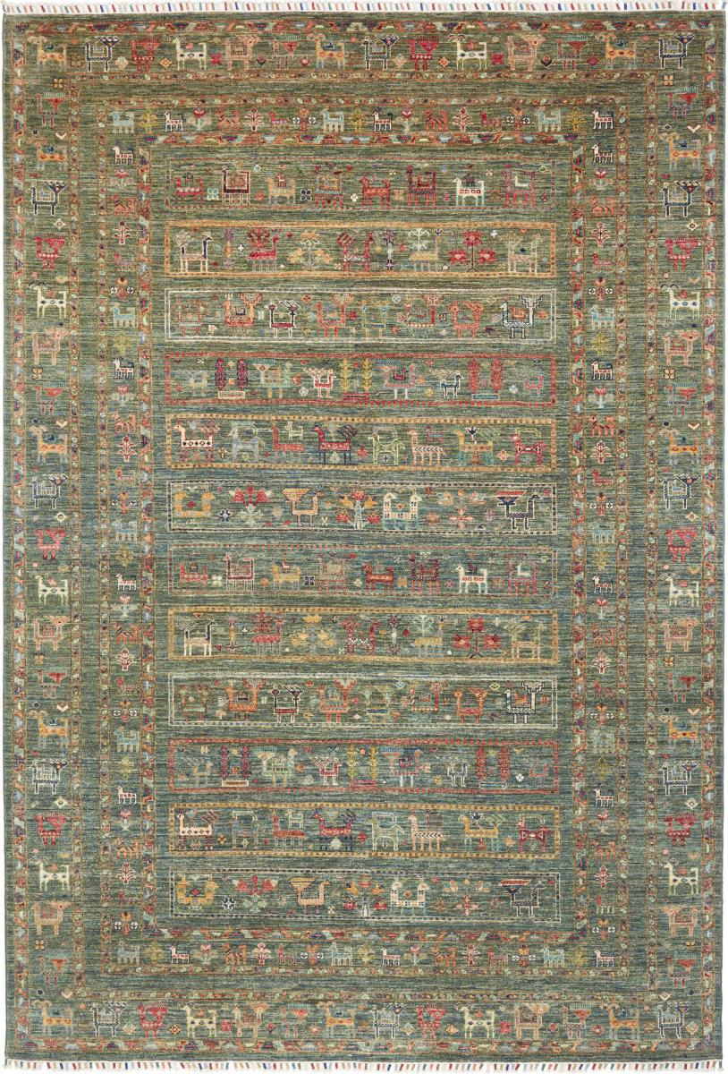 Pakistani rug Design Arijana 9'7"x6'7" 9'7"x6'7", Persian Rug Knotted by hand
