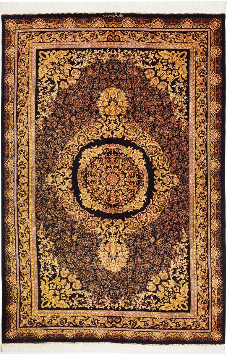 Persisk tæppe Ghom Silke 199x136 199x136, Persisk tæppe Knyttet i hånden