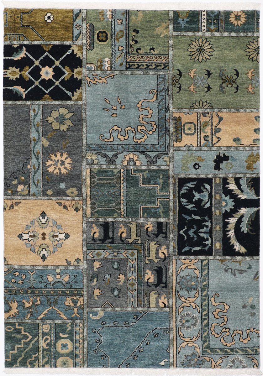 Alfombra india Patchwork 203x141 203x141, Alfombra persa Hecho a mano