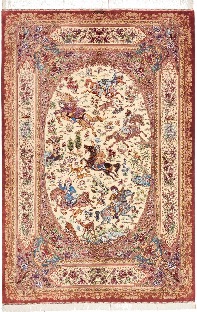 Persisk tæppe Ghom Silke 199x132 199x132, Persisk tæppe Knyttet i hånden