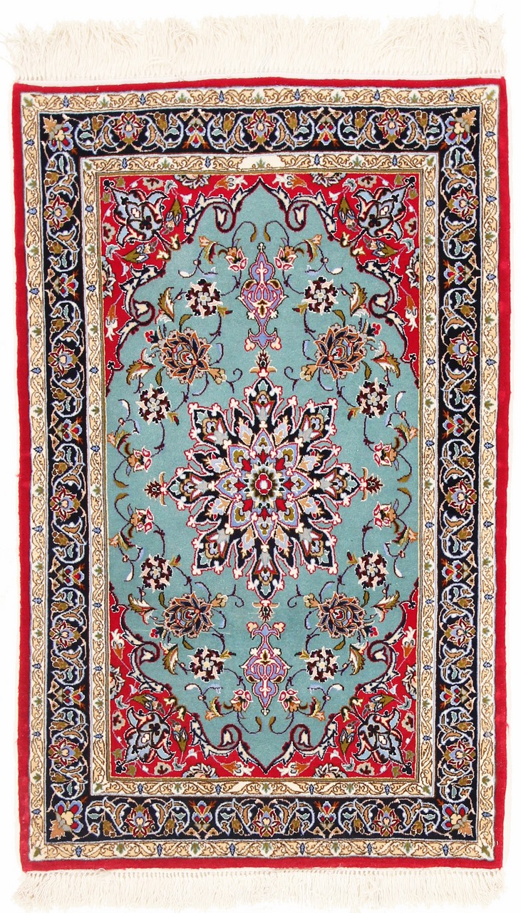 Περσικό χαλί Ισφαχάν Μεταξωτό στημόνι 112x70 112x70, Περσικό χαλί Οι κόμποι έγιναν με το χέρι