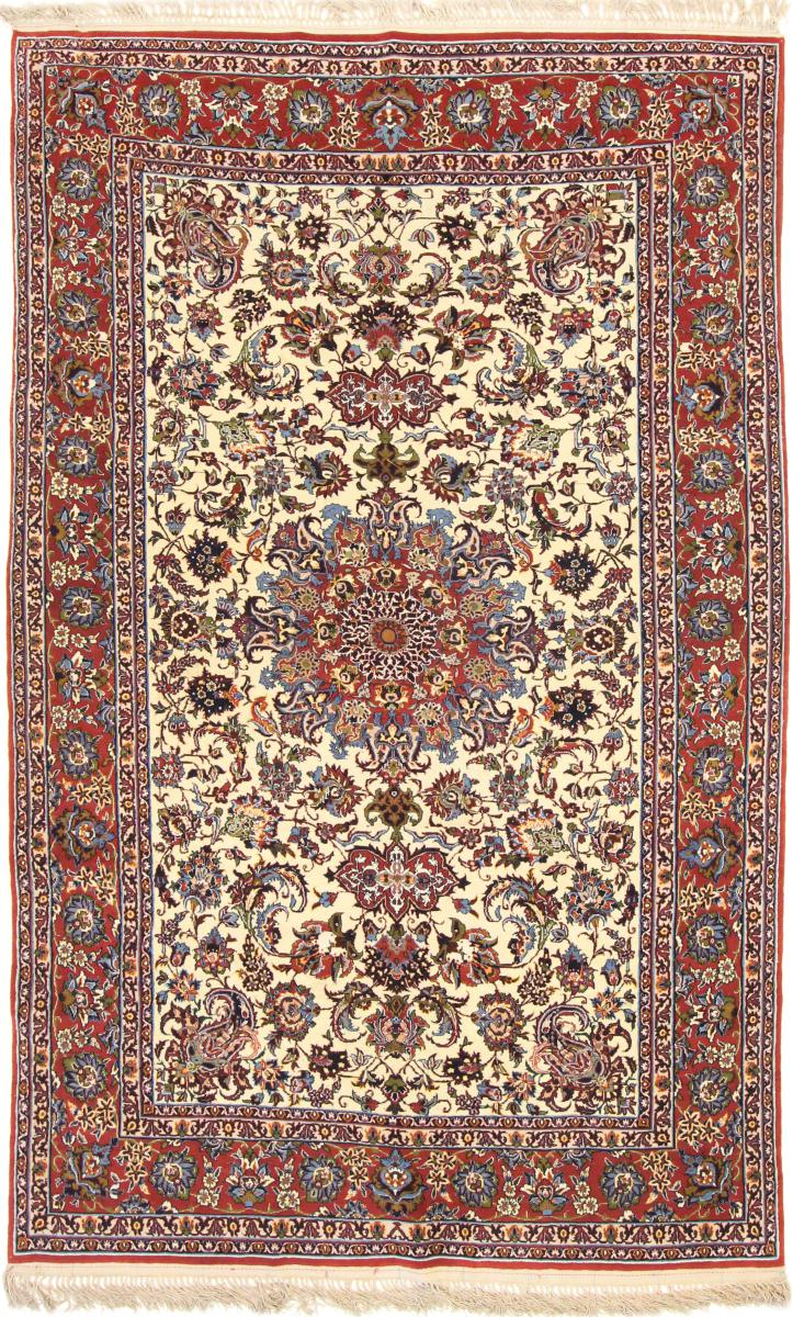 Persian Rug Isfahan  Silk Warp 8'7"x5'3" 8'7"x5'3", Persian Rug Knotted by hand