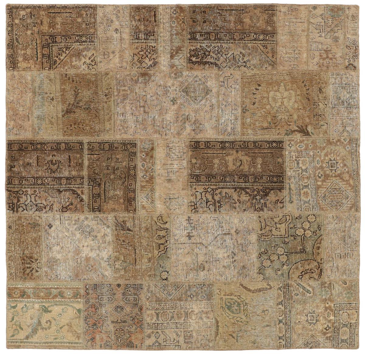 Perzisch tapijt Patchwork 205x204 205x204, Perzisch tapijt Handgeknoopte