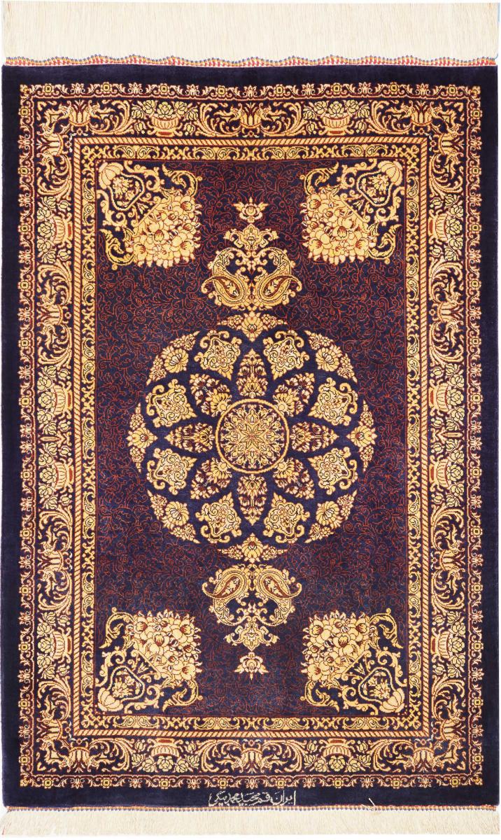 Perzisch tapijt Qum Zijde 91x62 91x62, Perzisch tapijt Handgeknoopte