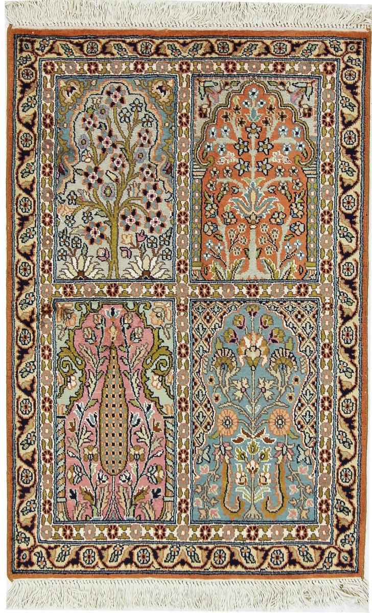 Tapis indien Cachemire Pure Soie 95x63 95x63, Tapis persan Noué à la main