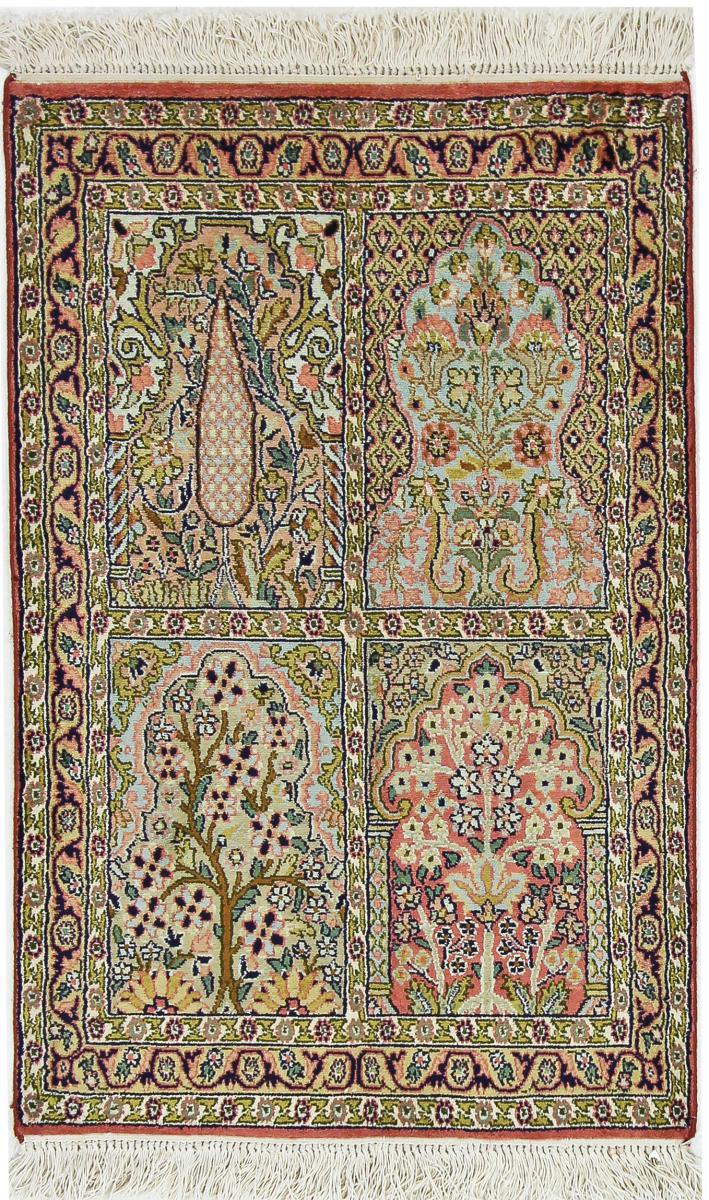 Tapis indien Cachemire Pure Soie 93x61 93x61, Tapis persan Noué à la main