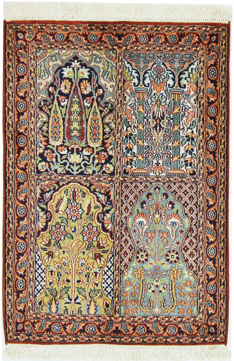 Tapis indien Cachemire Pure Soie 96x68 96x68, Tapis persan Noué à la main