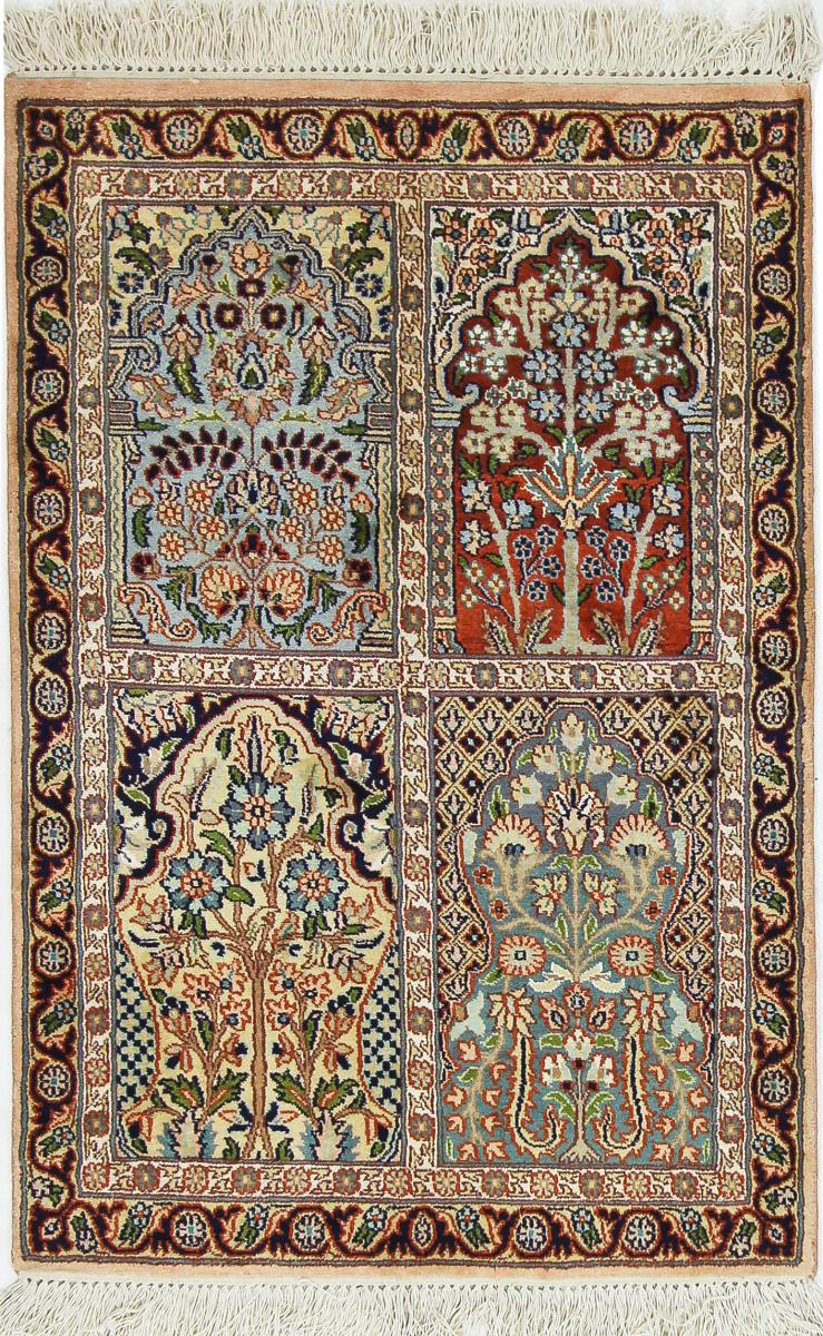 Tapis indien Cachemire Pure Soie 95x62 95x62, Tapis persan Noué à la main