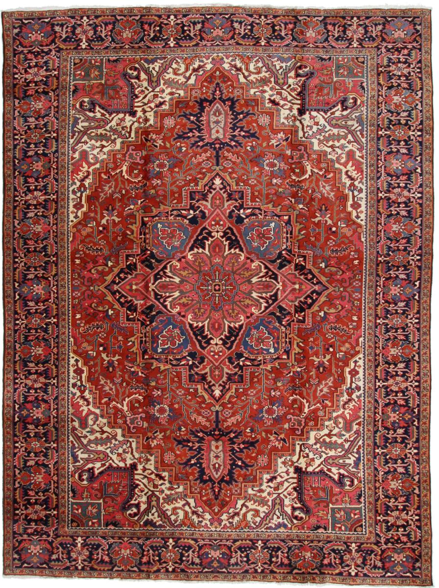 Persisk tæppe Heriz 398x293 398x293, Persisk tæppe Knyttet i hånden