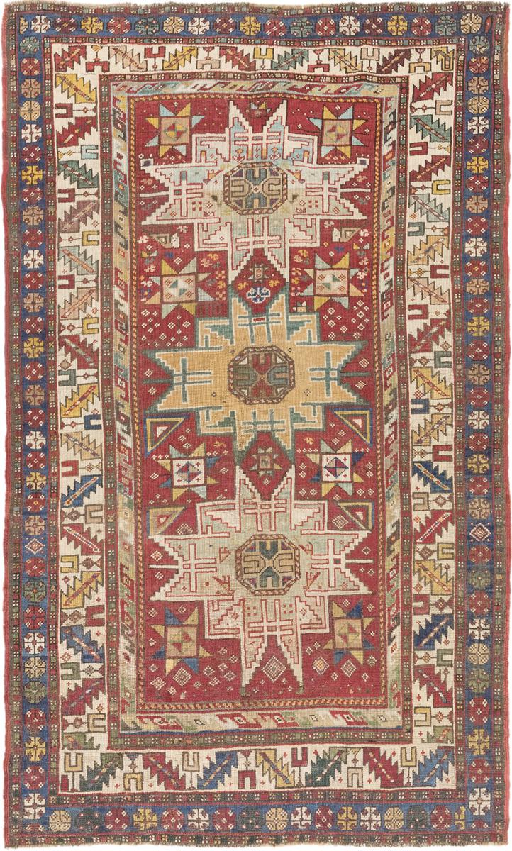 Russian rug Kazak Lesgi Antique 6'9"x4'1" 6'9"x4'1", Persian Rug Knotted by hand