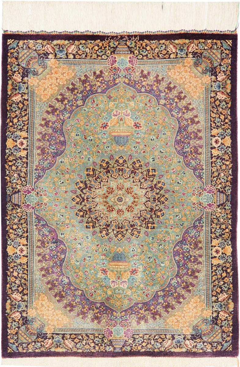 Perzisch tapijt Qum Zijde 85x61 85x61, Perzisch tapijt Handgeknoopte