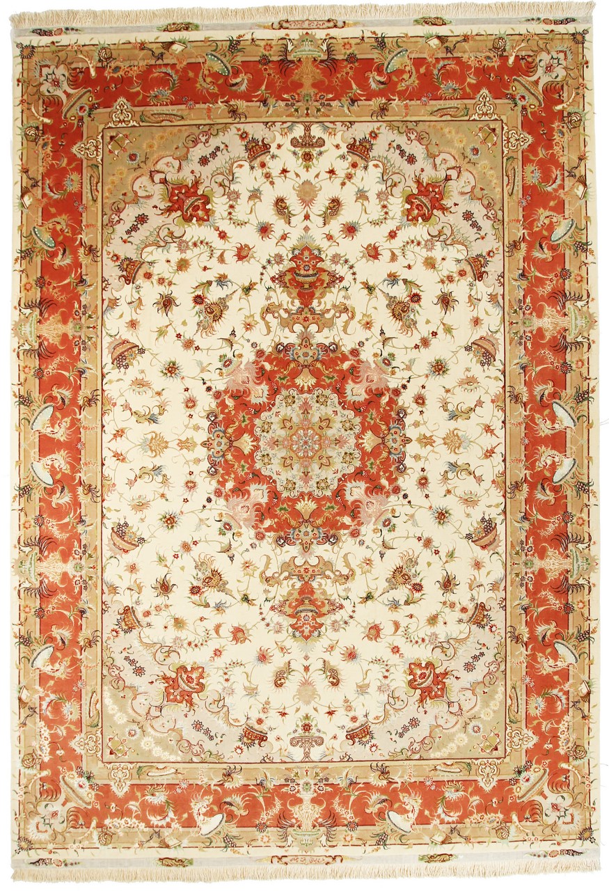 Persian Rug Tabriz 60Raj Silk Warp 356x250 356x250, Persian Rug Knotted by hand