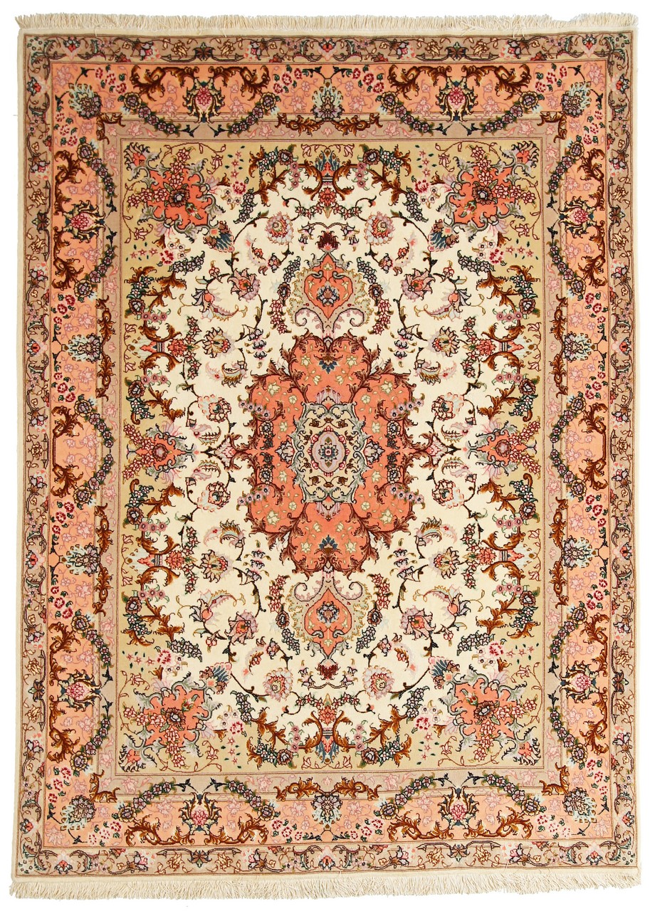 Perzsa szőnyeg Tabriz 60Raj Selyemnkette 205x150 205x150, Perzsa szőnyeg Kézzel csomózva